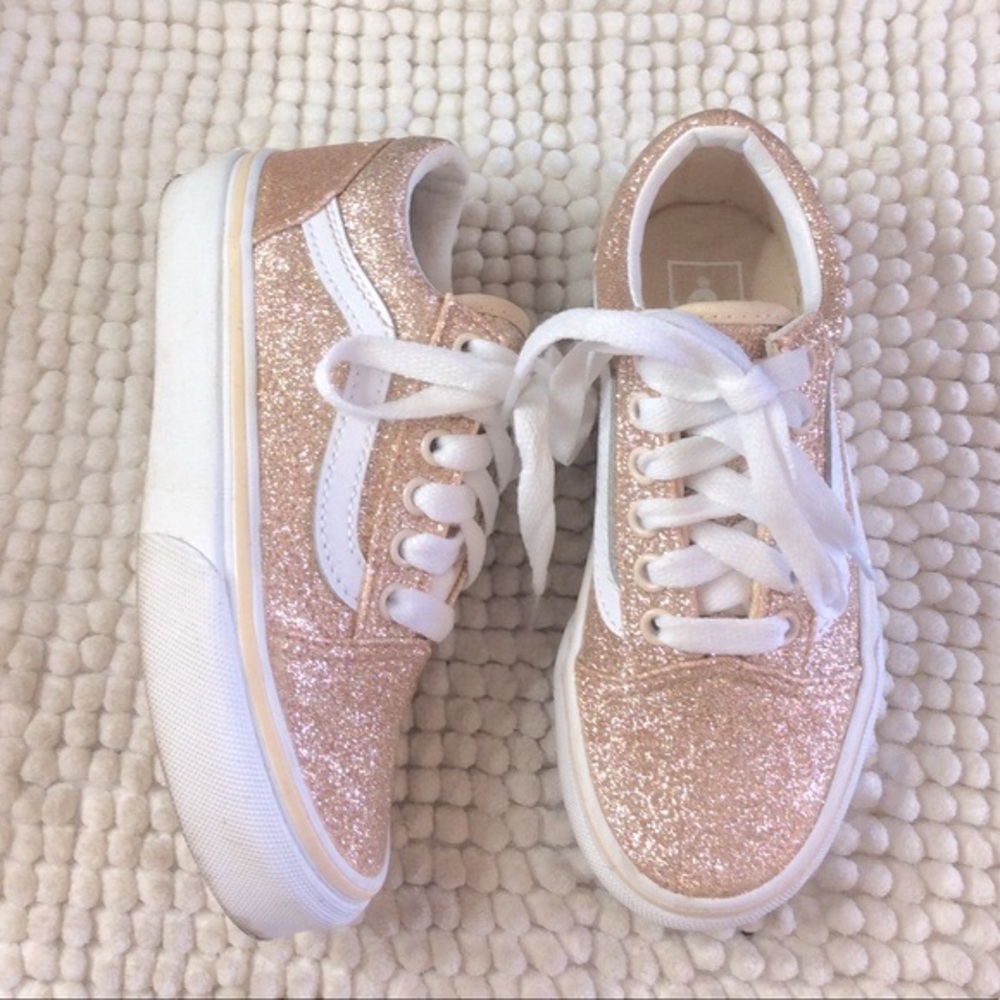 Kids Vans Sneakers Rose Gold Glitter Size 11